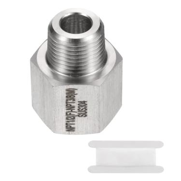 Imagem de HARFINGTON Acessórios para tubos de aço inoxidável 1/5.1 cm NPT fêmea x 3/20.3 cm NPT macho redutor bucha sextavada acessórios adaptador de tubo redutor conector de tubo fundido para água óleo gás