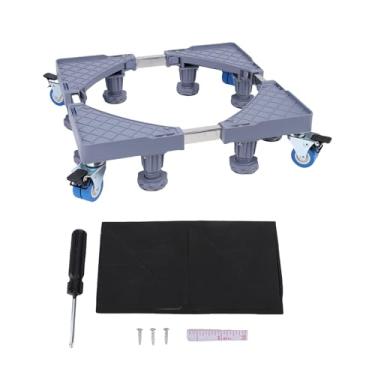 Imagem de Fockety Suporte para geladeira ajustável, base móvel com 8 pés fortes e 4 rodas com trava, suporte para máquina de lavar roupa, lavadora, secadora e geladeira de até 170 kg