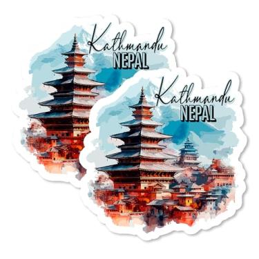 Imagem de Ímã Kathmandu Nepal 10 cm pacote com 2 Himalaia Stupa – Ímãs de viagem decorativos de vinil forte para geladeira armário cozinha escritório – fofa divertida estética legal durável e lembrança de longa
