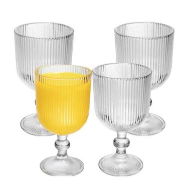 Imagem de Jogo 4 Taças de Vidro Lines Transparente para Água Wolff 380ml