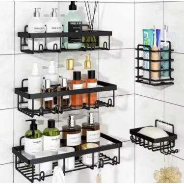 Imagem de Prateleiras 5 Suportes Organizador de Banheiro Top Em Aço Inox Solaris