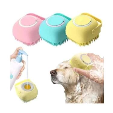 Imagem de Escova Banho Pet Silicone com Dispenser de Shampoo e Massagem