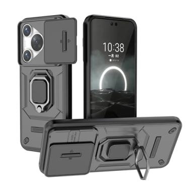 Imagem de SORAKA Capa para Huawei Pura 70 com suporte para anel e tampa deslizante para câmera Capa Huawei Pura 70 com placa de metal para suporte magnético para carro Capa de camada dupla em PC e TPU