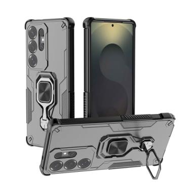 Imagem de SORAKA Capa para Samsung Galaxy S25 Ultra com suporte de metal rotativo de 360 graus peça magnética de ferro para suporte magnético de telefone para carro preto