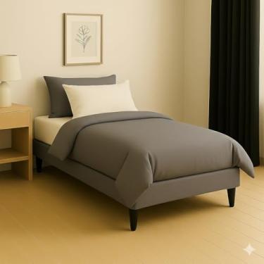 Imagem de Base Cama Box Solteiro Dobrável Bipartido Moderna e Decorativa para Quarto - Kazza Shop (Cinza)