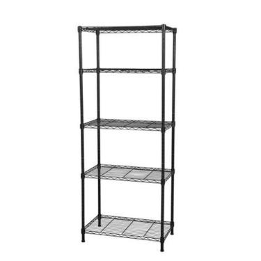 Imagem de Estante Aço 5 Prateleiras Aramada Preta Fosco 180 Cm com Forros - MAXI