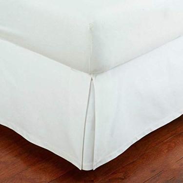 Imagem de Saia para cama queen size luxuosa sob medida 35,56 cm com queda plissada estilo poeira babados branco sólido novo