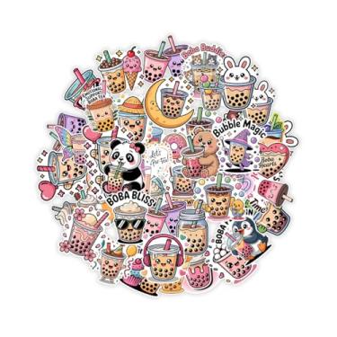 Imagem de 50 peças Kawaii, pacote de adesivos, presentes de chá com bolhas fofas, adesivos para adolescentes, meninas, crianças, decoração de decalque para garrafas de água, guitarra, geladeira, scrapbook