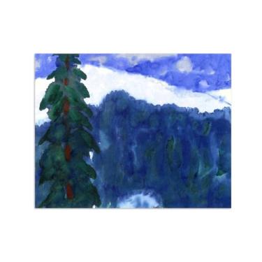 Imagem de Paisagem Abstrata Pôster Famosas Pinturas-Reprodução em Tela-Imagem Decoração Sala de Estar(Mountain with Tree) 60x80cm-23x31in Sem Moldura