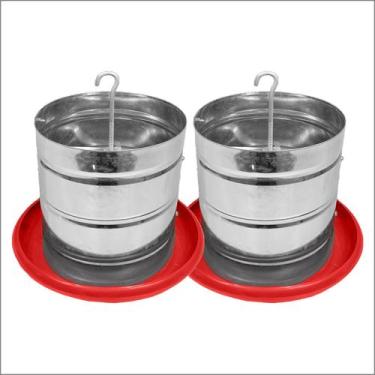 Imagem de Kit 2 Comedouros Tubular 10kg p/ Frango Aves Galinha Faisão - Avipet