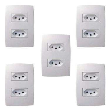 Imagem de Kit 5 Conjuntos 2 Tomadas 10A 4X2 Pial Plus 615075Bc - Pial Legrand