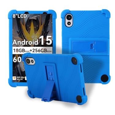 Imagem de Capa para tablet Blackview ZENO 1 de 8 polegadas, capa protetora de silicone macio, adequada para crianças, suporte ajustável, 4 cantos, à prova de choque, azul marinho
