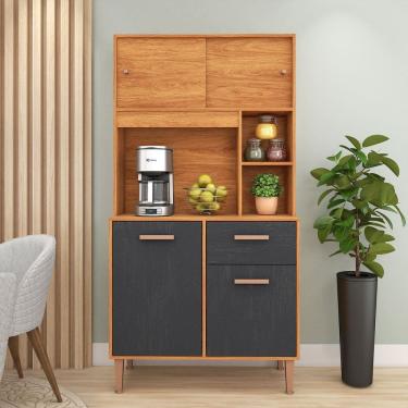 Imagem de Cozinha Compacta 4 Portas 174cm X 90cm Dália Cinamomo/Grafite