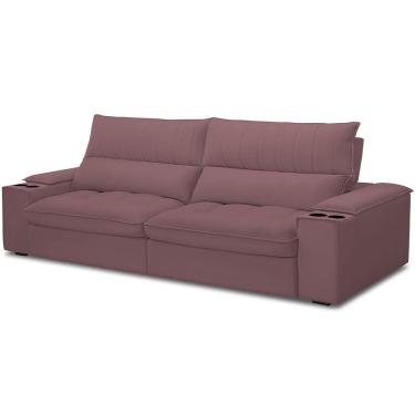 Imagem de Sofá Retrátil Reclinável Para Sala de Estar Living 280cm Nápoles F04 Veludo Lilás - Lya...