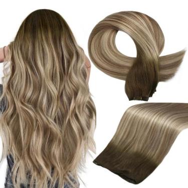 Imagem de Extensões de cabelo Full Shine Weft Human Hair Costurado em 60g 56cm