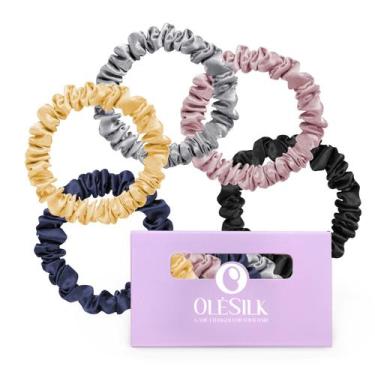 Imagem de Laços de cabelo de seda OLESILK 100% Mulberry Skinny Silk Scrunchies