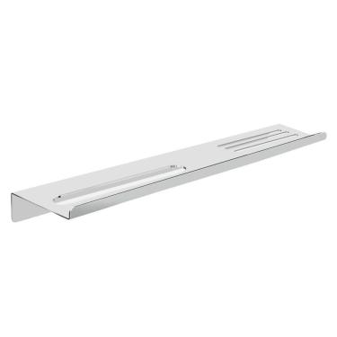 Imagem de Prateleira Suporte Banheiro Alto Brilho Grega Aço Inox 70Cm