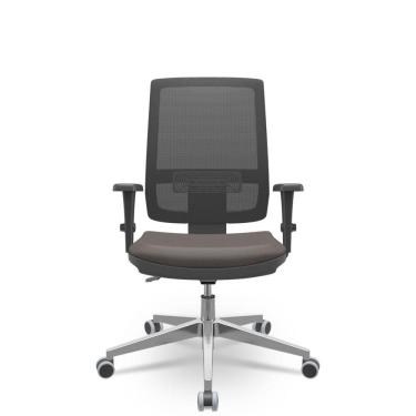 Imagem de Cadeira Brizza Tela 3D Backplax Aluminio - Sintético Café