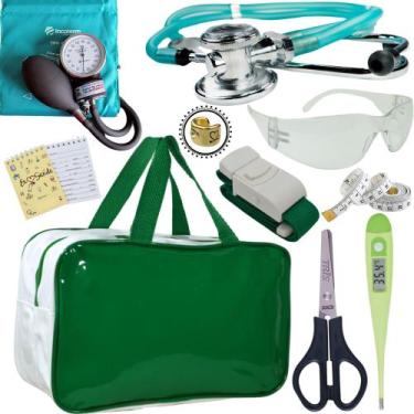 Imagem de Kit Enfermagem Aparelho De Pressão Pamed Completo - Love Saude, VERDE 