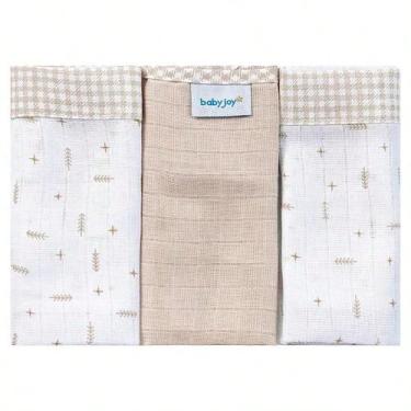 Imagem de Pano de Boca para Bebê 03 Unidades Baby Joy Clássicos, Flechas Bege