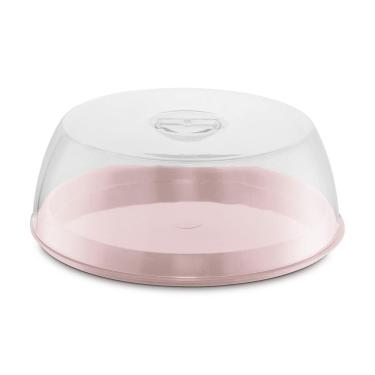 Imagem de Porta Bolo Boleira Com Tampa Cozinha Gourmet Plus Uz Rosa