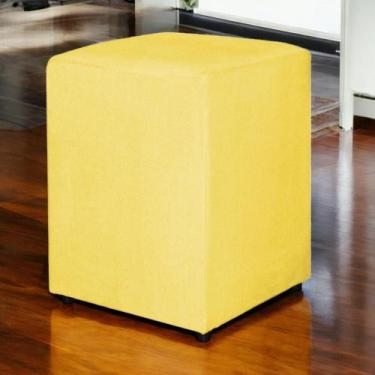 Imagem de Puff Decorativo Quadrado Para Sala Quarto Suede Amarelo Madelina Decor