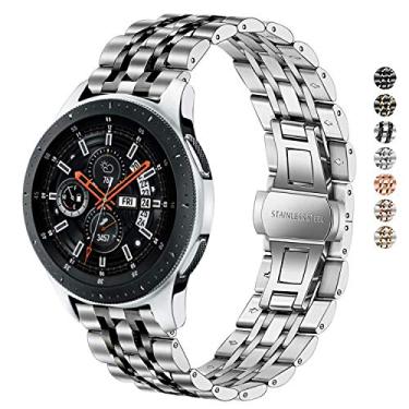 Imagem de DEALELE Pulseira compatível com Samsung Gear S3 / Galaxy Watch 46 mm/Galaxy Watch 3 de 45 mm, pulseira de substituição de aço inoxidável com 7 fileiras de 22 mm para Huawei Watch 3/3 Pro/GT3 de 46 mm