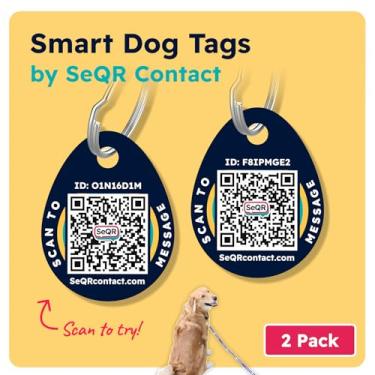 Imagem de Smart Dog Tag | Proteja informações pessoais e animais de estimação com etiquetas de código QR personalizadas | Pacote com 2, durável, redondo, acrílico, sem taxa de assinatura