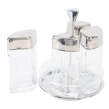 Imagem de AUNMAS Rack de Especiarias Giratórias para Bancada, 2pcs 150ml e 2 Pcs 80ml Jarros de Condimento Com Rack de Especiarias Rotativas, Pp sus.