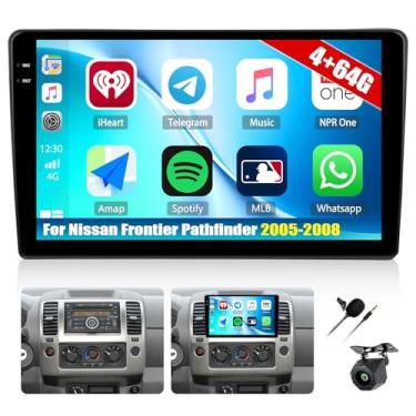 Imagem de [4+64G] Rádio estéreo para carro Android 15 para Nissan Frontier Pathfinder 2005-2008 com carro sem fio e Android Auto, rádio de carro de 9 polegadas com link espelhado, Bluetooth, FM/RDS WiFi, GPS