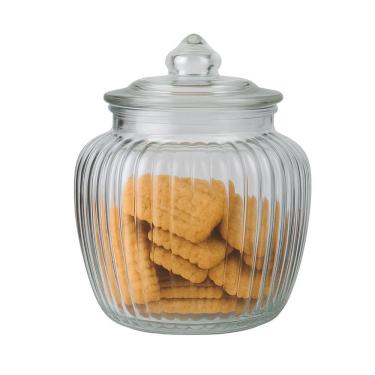 Imagem de Baleiro Vidro Transparente Design Canelado Tampa Hermética 1400ml - Tuut