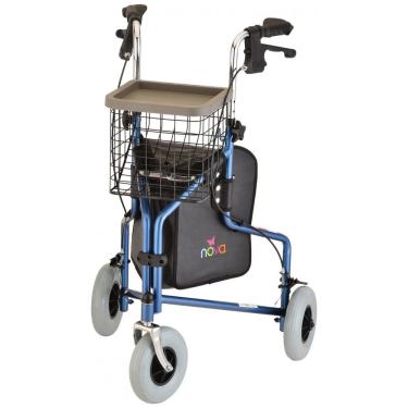 Imagem de Andador Adulto Idoso 3 Rodas NOVA Medical Products com Bolsa, Azul
