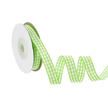Imagem de PATIKIL Fita guingão de 10 jardas x 9,5 cm, fita xadrez de nylon quadriculada para presente para grinalda de laço de Ação de Graças, artesanato, aniversário, casamento, verde