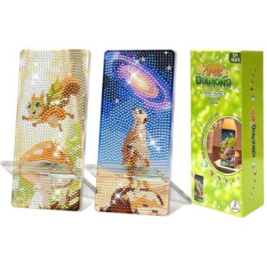 Imagem de NIHO-JIUMA Kits de suporte de telefone Diamond Art, suporte de telefone e espelho de pintura de diamante DIY, presente para adultos/mulheres/adolescentes (ratinho voador e observação de estrelas de