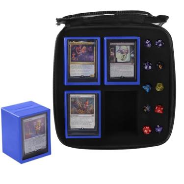 Imagem de Estojo de EVA Travel Mtg Deck com 4 caixas magnéticas ABS MTG e compartimentos de dados – Organizador de cartões colecionáveis de casca rígida. Cada caixa de baralho mtg serve para 100 caixas de manga