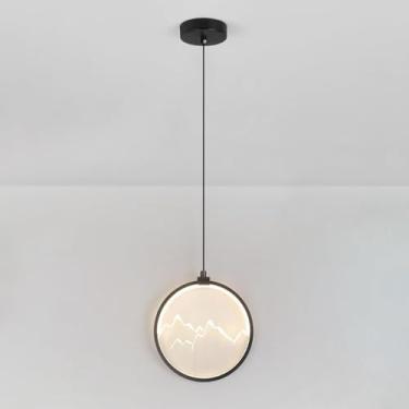Imagem de Candeeiro de parede, moderno candeeiro suspenso LED de 13 W, candeeiro de teto com aro de metal para quarto, mesa de cabeceira e sala de estar, iluminação pendente recon ecrã acrílico / a/a