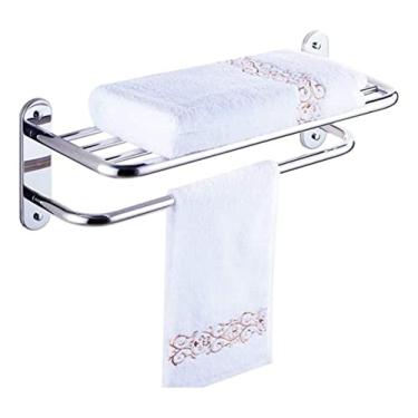Imagem de Toalheiro, toalheiro, toalheiro, toalheiro, toalheiro, toalheiro de aço inoxidável, com toalheiros, suporte de toalha de parede, 2 camadas, organizador de armazenamento, hotel, banheiro, toalha, barra