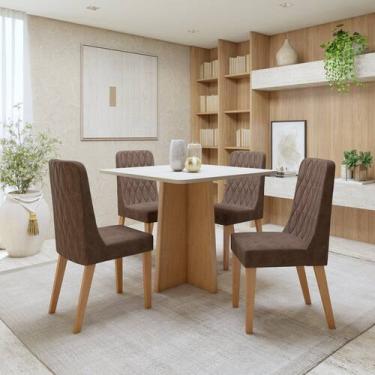 Imagem de Conjunto Sala de Jantar 4 Lugares Quadrado Tampo MDF Mesa Celebrare co