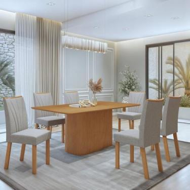 Imagem de Conjunto Sala de Jantar 6 Lugares Retangular Tampo MDF No Glass Mesa L