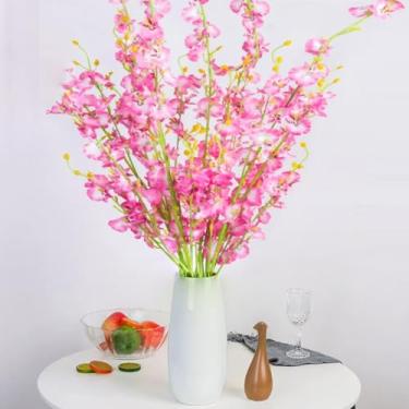 Imagem de Kit com 10 Galhos de Orquídea Chuva de Ouro Artificial – Flores Artificiais Grandes para Decoração de Casa, Casamento e Eventos 97cm(10 RAMO ROSA【97CM】(50 GARFO))