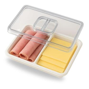 Imagem de Porta Frios Presunto Queijo Com tampa Organizador Pote Para Geladeira 