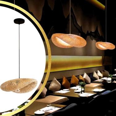 Imagem de Luminária Pendente 50Cm Lustre Teto Bambu Natural Gimpo
