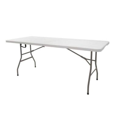 Imagem de Mesa Dobrável Retangular Atacama Fratini 180 cm largura Tampo Plástico HDPE Branco Base Aço Carbono