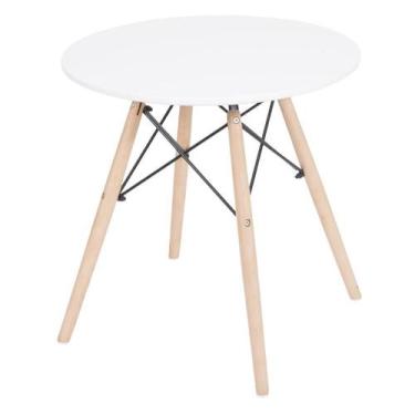 Imagem de Mesa Infantil Redonda 60 cm DKR Base de Madeira Tampo Branco MDF - Or 