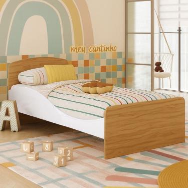 Imagem de Cama Infantil Lua 100% Mdf Branco Brilho/Amêndoa - Móveis Peroba