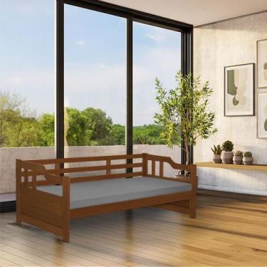 Imagem de Sofá Cama Zurique Mona de Madeira Maciça Castanho - MAIS MADEIRA