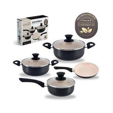 Imagem de Jogo de Panela Antiaderente Cerâmica com Tampa de Vidro 4 Peças Revest