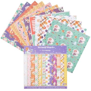 Imagem de 12 folhas de blocos de papel para scrapbook, 12 designs de 15,2 x 15,2 cm, papel de cartolina com padrão único de 15,2 cm x 15,2 cm, papel decorativo de 160 g/m², bloco de recortes para projetos de