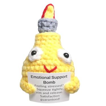 Imagem de Decoração de bomba de crochê feita à mão, decoração divertida, decoração alegre de férias para árvore, casa, escritório, cornija, prateleira, mesa, presente para pai, mãe, avó, tia, família, alegria