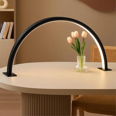 Imagem de Luminária LED Moderna em Arco Meia Lua de Mesa para Estética, Manicure, Design Minimalista, 3 Tons Bilvolt, Ideal para Beleza, Maquiagem, Unhas (Preto, 75cm)